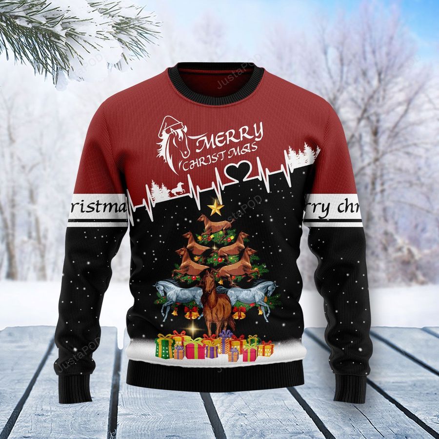 Horse Christmas Tree For Unisex Ugly Christmas Sweater, All Over Print Sweatshirt, Ugly Sweater, Christmas Sweaters, Hoodie, Sweater
