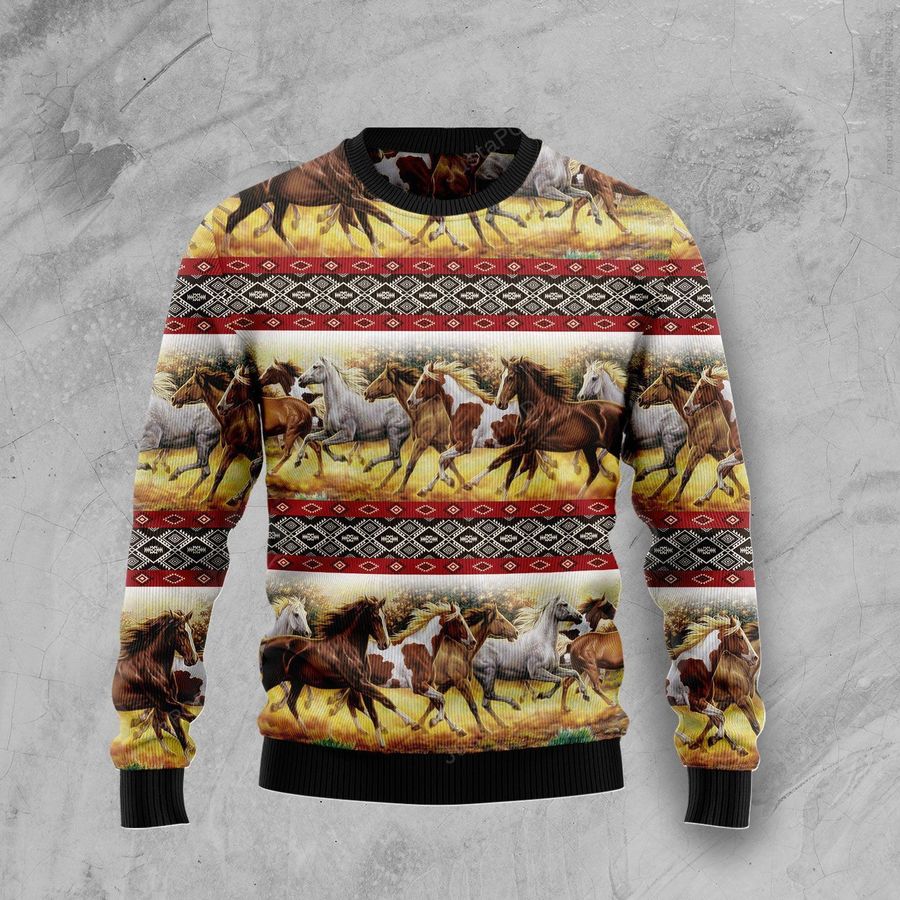 Horse Native American Pattern Ugly Christmas Sweater All Over Print