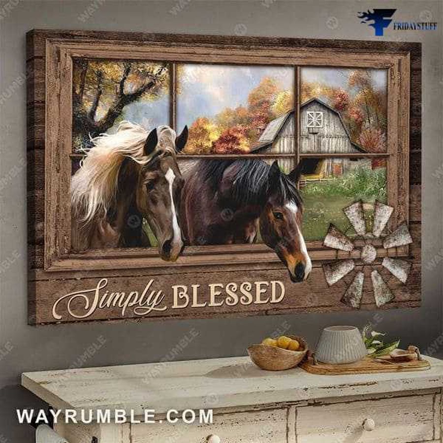 Horse Poster, Horse Window Decor, Simply Blessed Poster