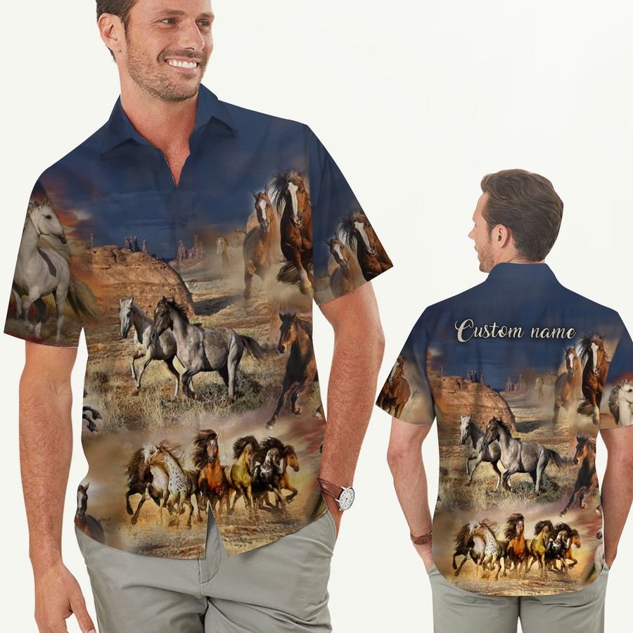 Horses Custom Name Hawaiian Shirts For Men For Horse Lovers