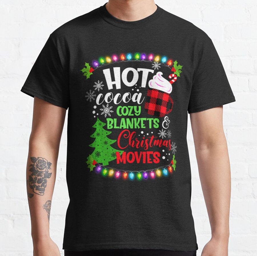Hot Cocoa Christmas Movies Cozy Christmas Red Buffalo Plaid Classic T-Shirt