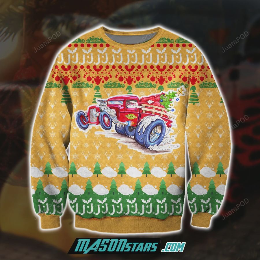 Hot Rod 3D Print Knitting Pattern Ugly Christmas Sweater Ugly