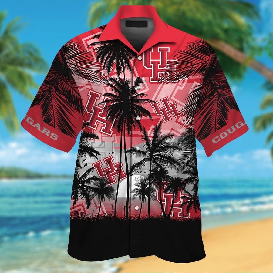 Houston Cougars Short Sleeve Button Up Tropical Aloha Hawaiian Shirts For Men Women Shirt