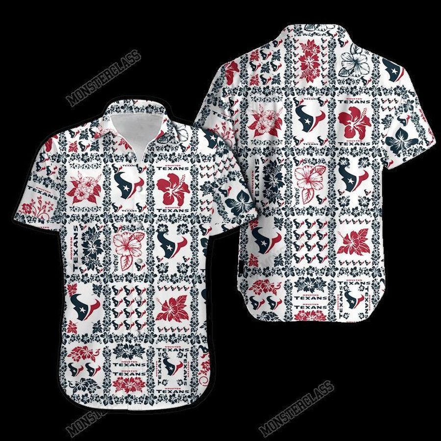 Houston Texans Hibiscus Hawaiian Shirt Short