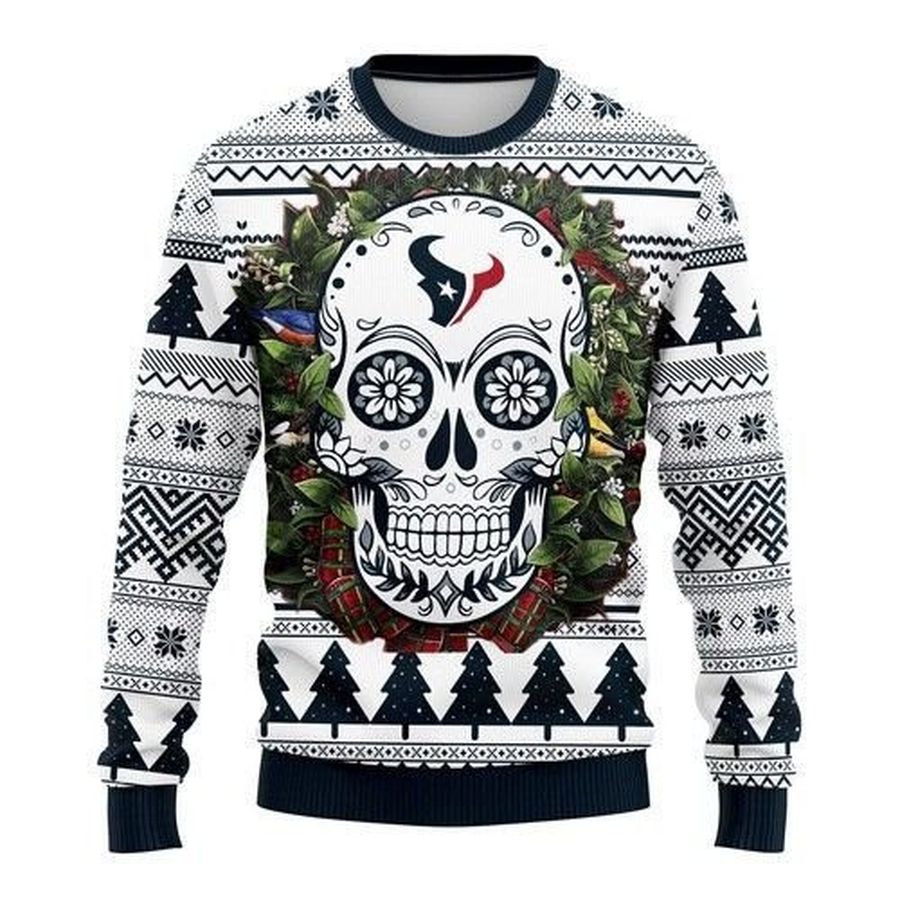 Houston Texans Skull Flower Ugly Christmas Sweater All Over Print
