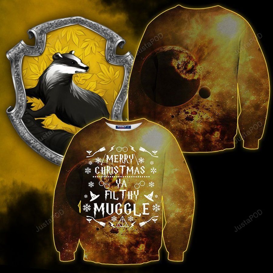 Hufflepuff Ugly Christmas Sweater, All Over Print Sweatshirt, Ugly Sweater, Christmas Sweaters, Hoodie, Sweater