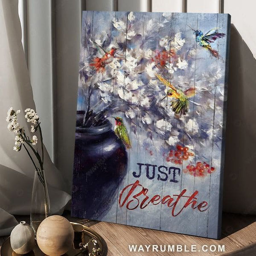 Hummingbird Poster, Just Breathe, Poster Decor Poster