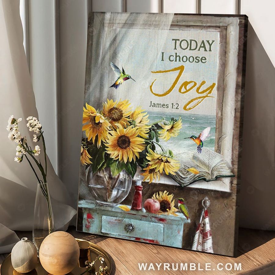 Hummingbird Poster, Sunflower Lover, Today I Choose Joy, Window Decor Poster