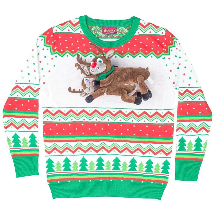 Humping Reindeer Ugly Christmas Sweater All Over Print Sweatshirt Ugly