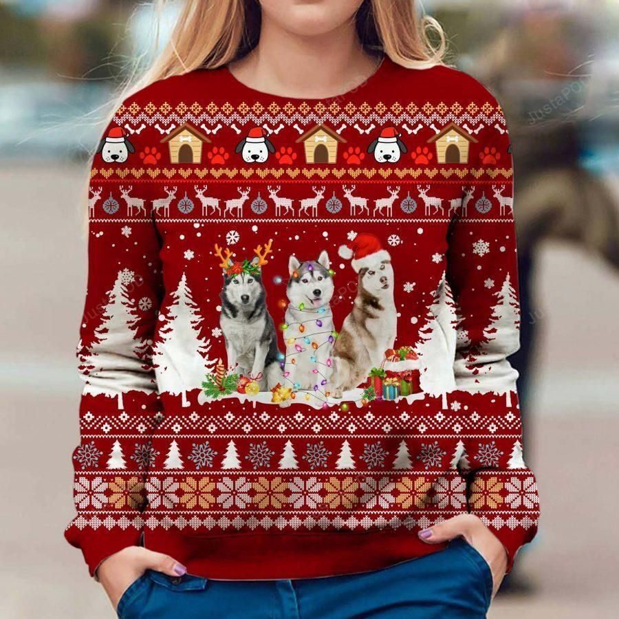 Husky Dog Ugly Sweater, Ugly Sweater, Christmas Sweaters, Hoodie, Sweater