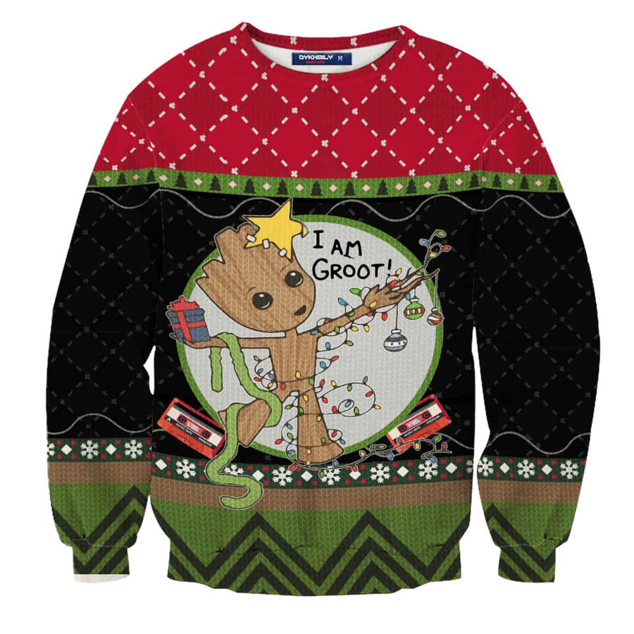 I Am Groot Ugly Sweater Merry Grootmas Wool Knitted Ugly Sweater