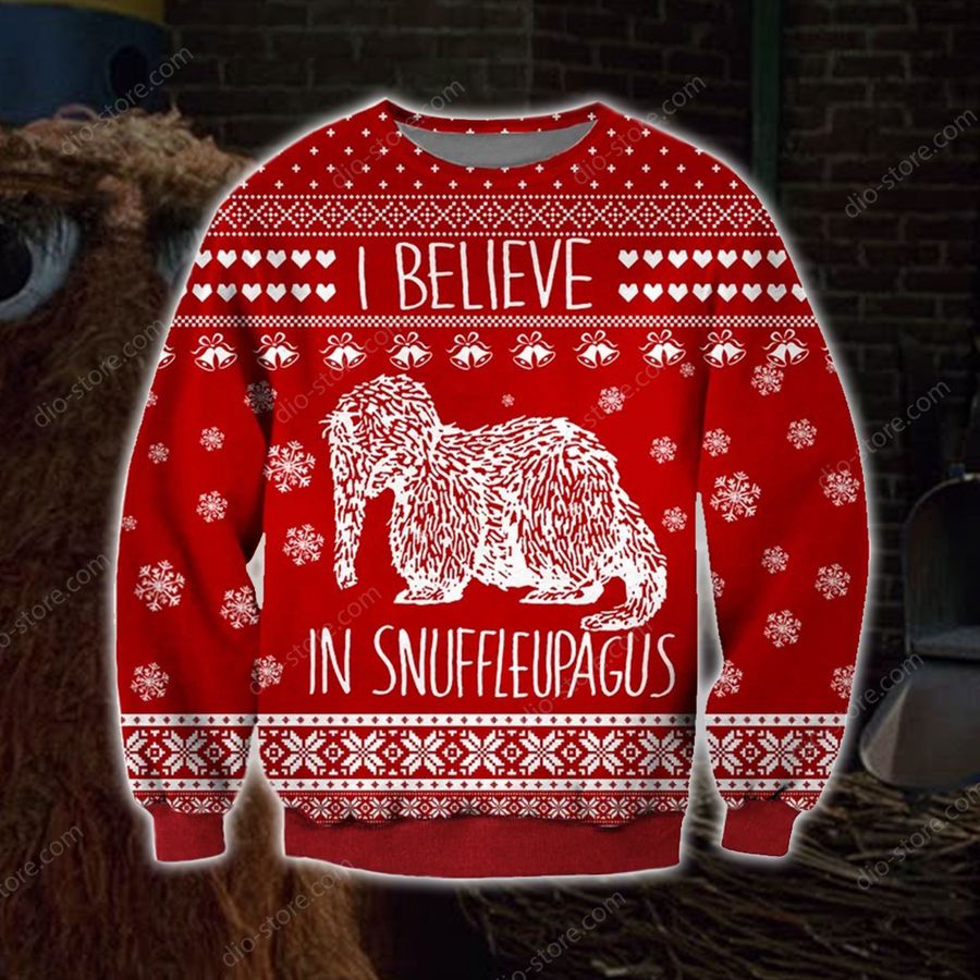 I Believe In Snuffleupagus Ugly Christmas Sweater, All Over Print Sweatshirt, Ugly Sweater, Christmas Sweaters, Hoodie, Sweater