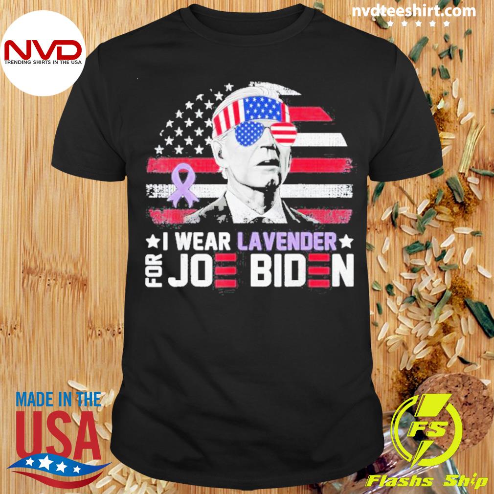 I Wear Lavender For Joe Biden American Flag Men Women Shirt