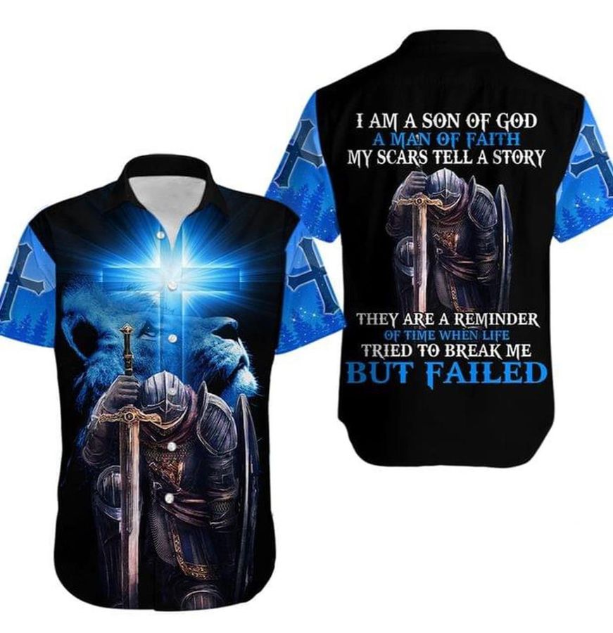 Iï¿½m A Son Of God Iï¿½m A Man Of Faith Warrior Hawaiian Shirt