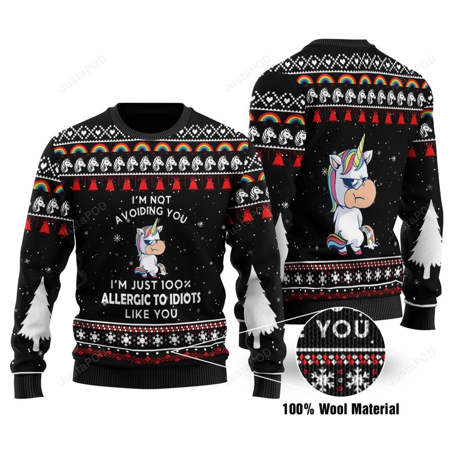 Im Not Avoiding You Unicorn Ugly Christmas Sweater All Over