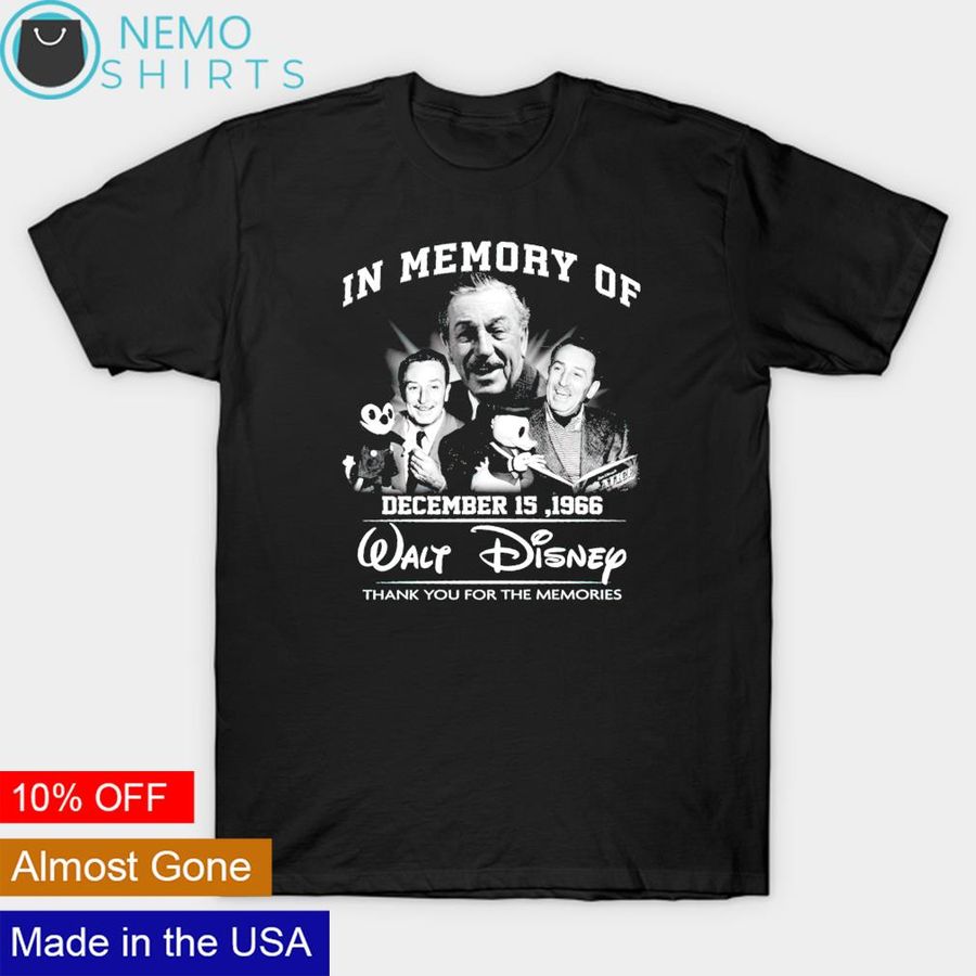 In memory of Walt Disney December 15 1966 thank you for the memories shirt