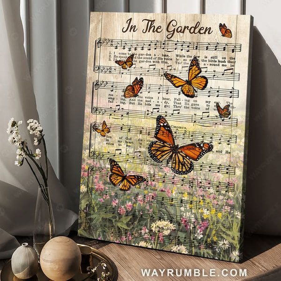 In The Garden, Butterfly Music Sheet, Music Lover Poster