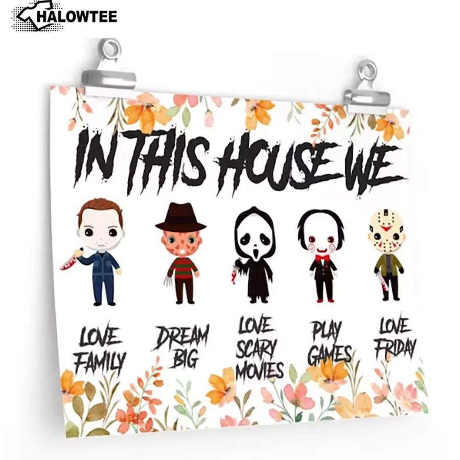 In This House We Horror Movies Characters Poster Canvas Wall Art