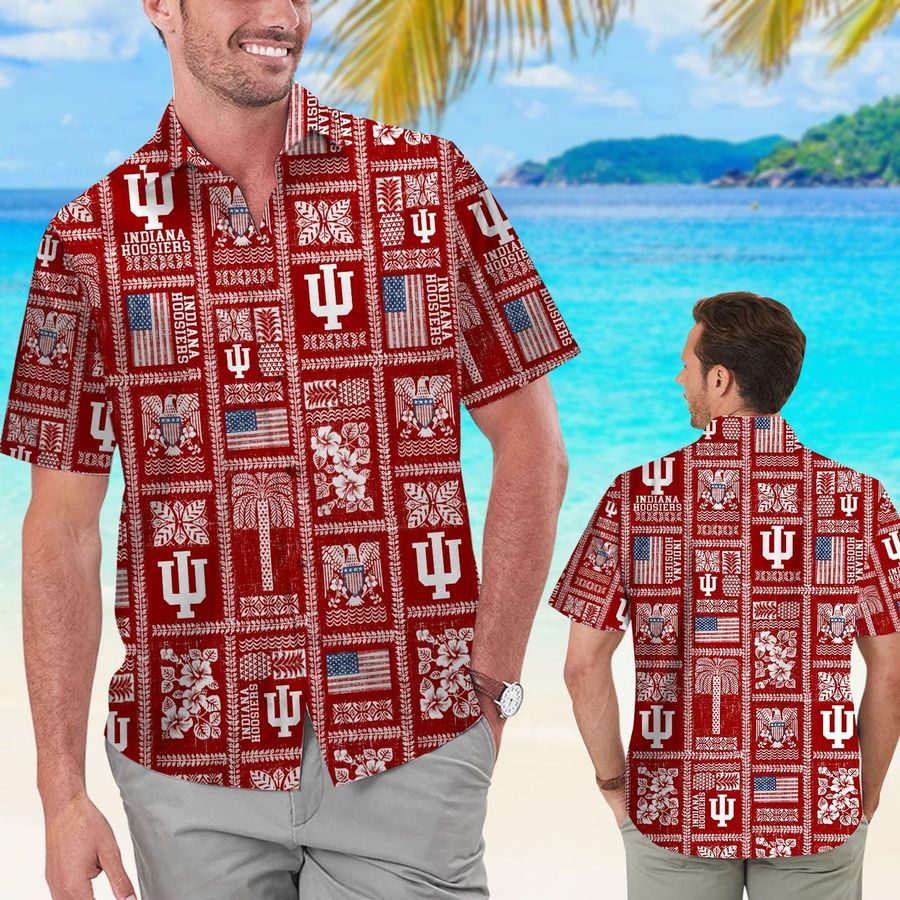 Indiana Hoosiers Summer Commemorative Short Sleeve Button Up Tropical Aloha Hawaiian Shirts For Men Women Indiana University Bloomington