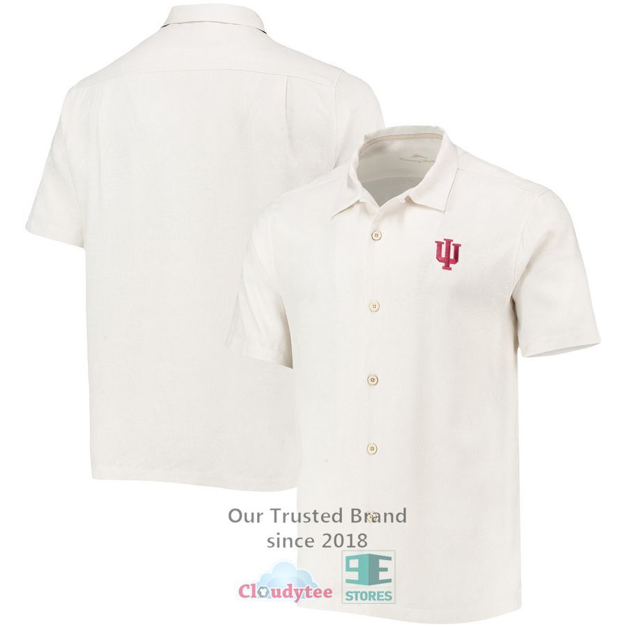 Indiana Hoosiers Tommy Bahama Tropic Isles Camp White Hawaiian Shirt – LIMITED EDITION – LIMITED EDITION