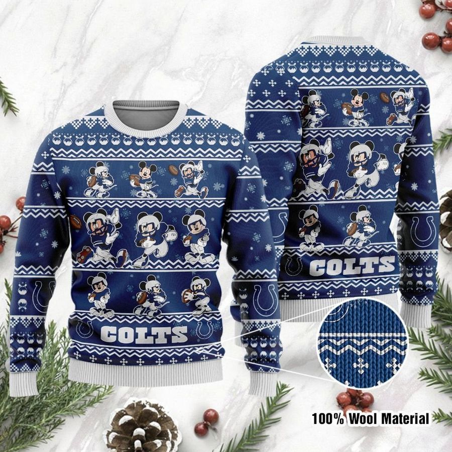 Indianapolis Colts Mickey Mouse Holiday Party Ugly Christmas Sweater Ugly