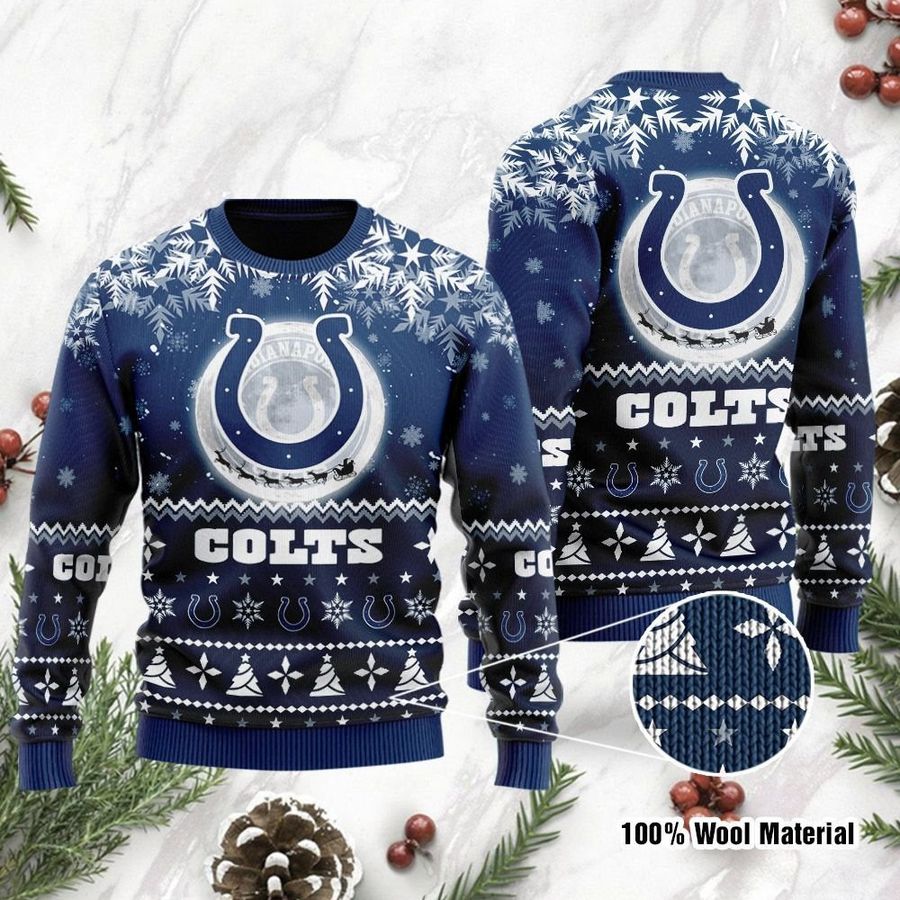 Indianapolis Colts Santa Claus In The Moon Ugly Christmas Sweater