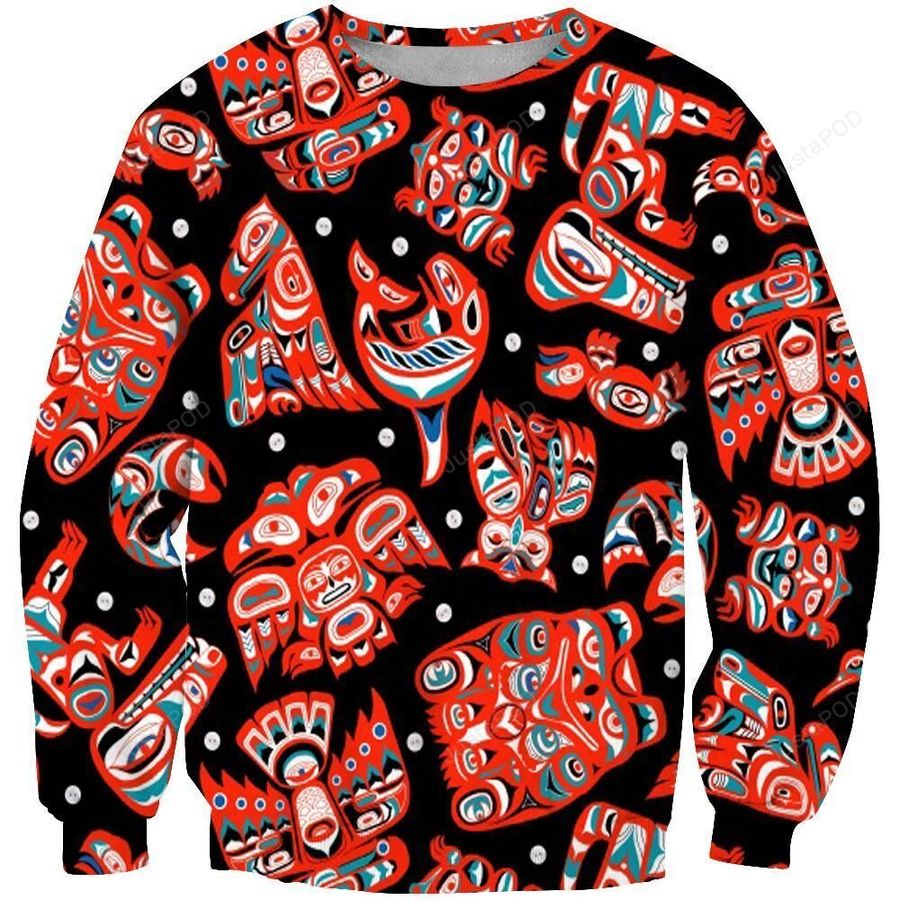 Indigenous Culture Totems Ugly Christmas Sweater, All Over Print Sweatshirt, Ugly Sweater, Christmas Sweaters, Hoodie, Sweater