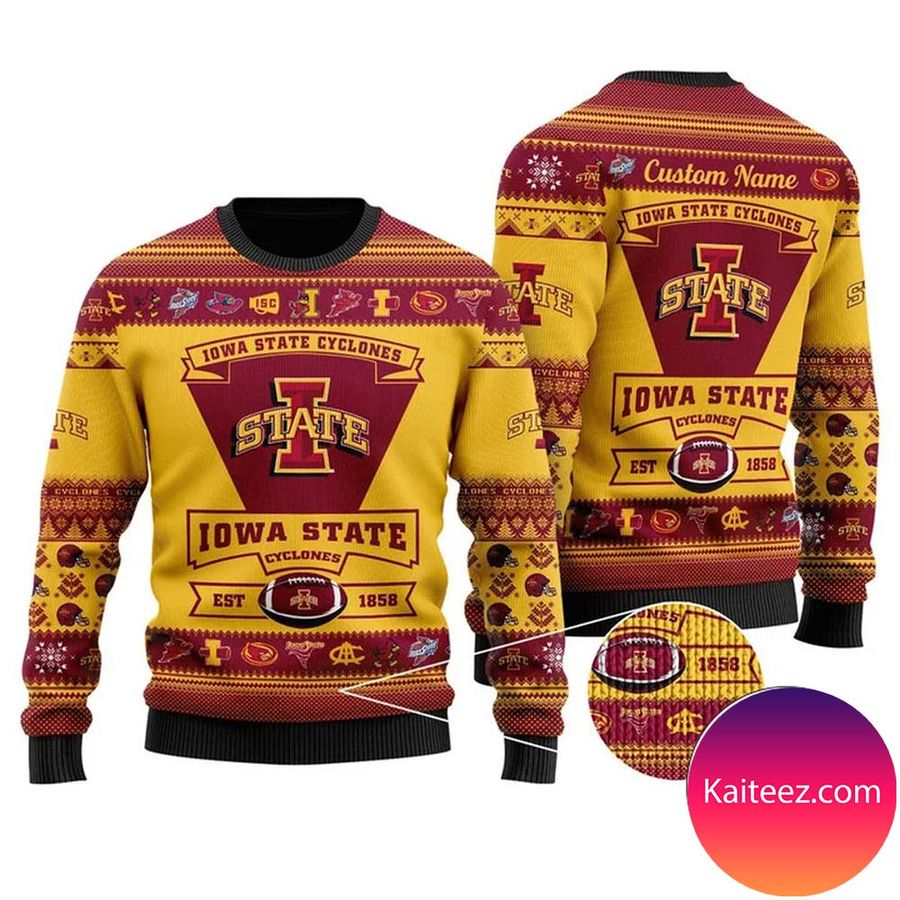 Iowa State Cyclones Football Team Logo Personalized Christmas Ugly Sweater