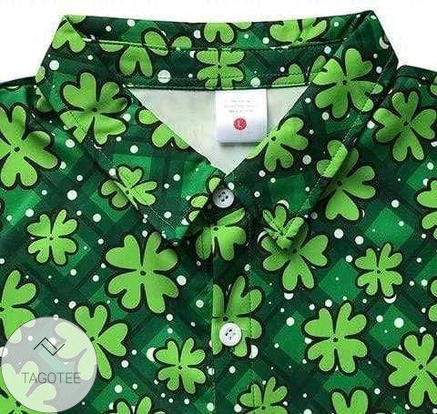 Irish Pride Happy St Patricks Day Shamrock Pattern Hawaiian Aloha Shirts