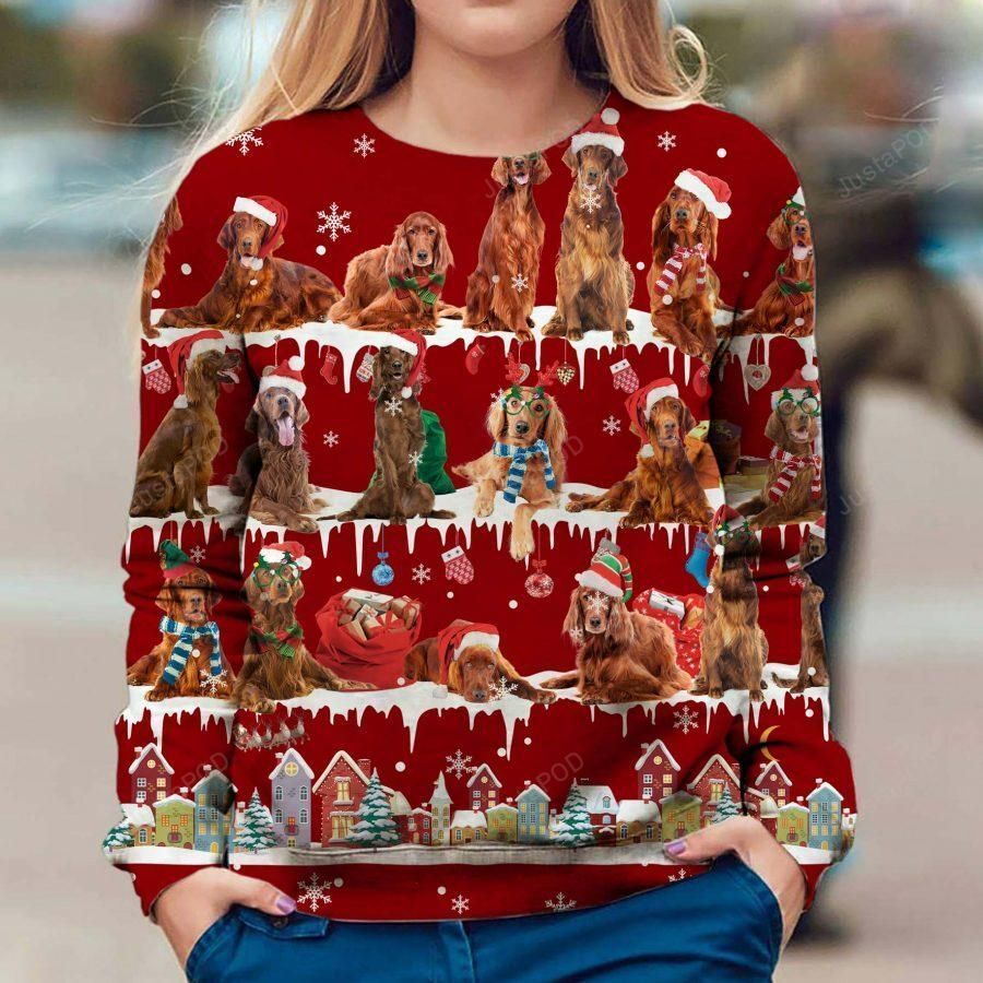 Irish Setter Ugly Christmas Sweater, All Over Print Sweatshirt, Ugly Sweater, Christmas Sweaters, Hoodie, Sweater