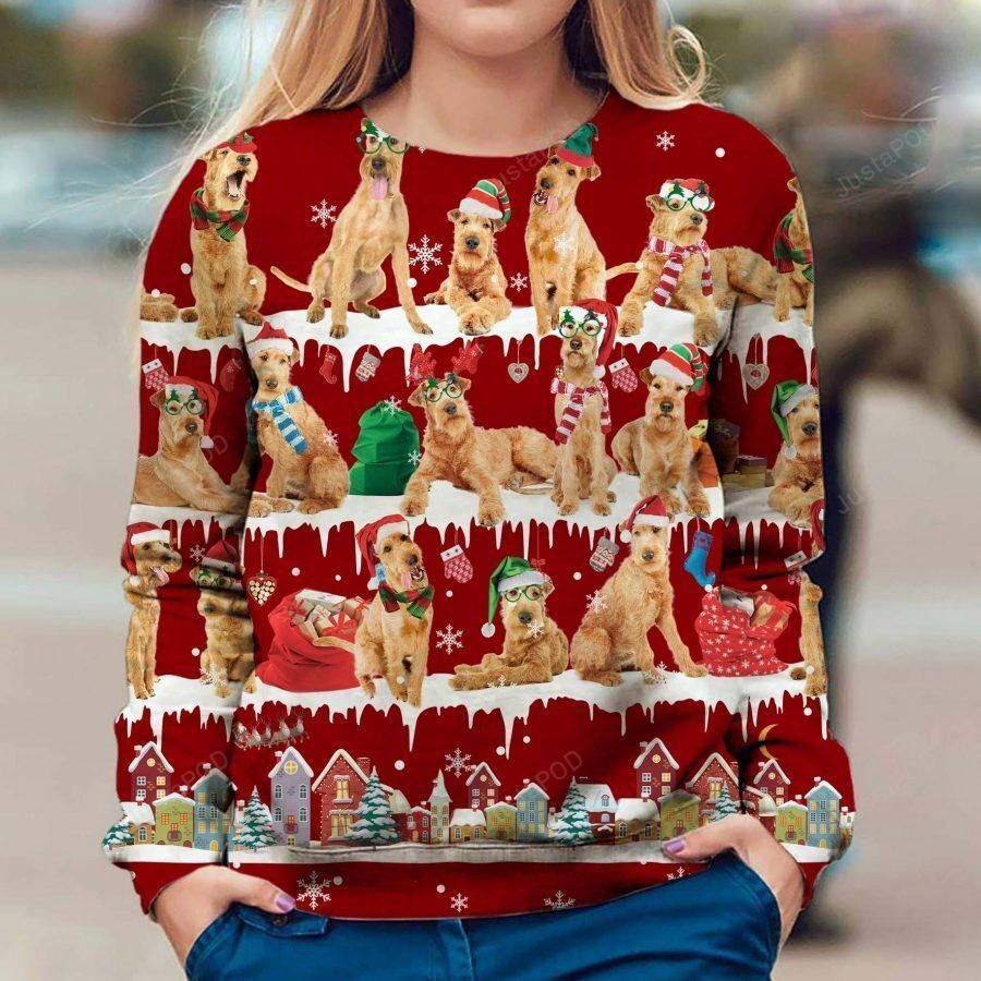 Irish Terrier Snow Christmas Ugly Christmas Sweater All Over Print
