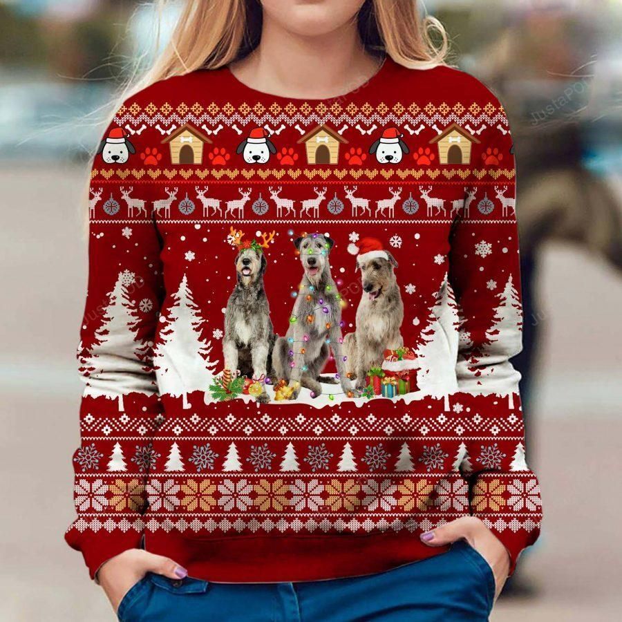 Irish Wolfhound Ugly Christmas Sweater, All Over Print Sweatshirt, Ugly Sweater, Christmas Sweaters, Hoodie, Sweater