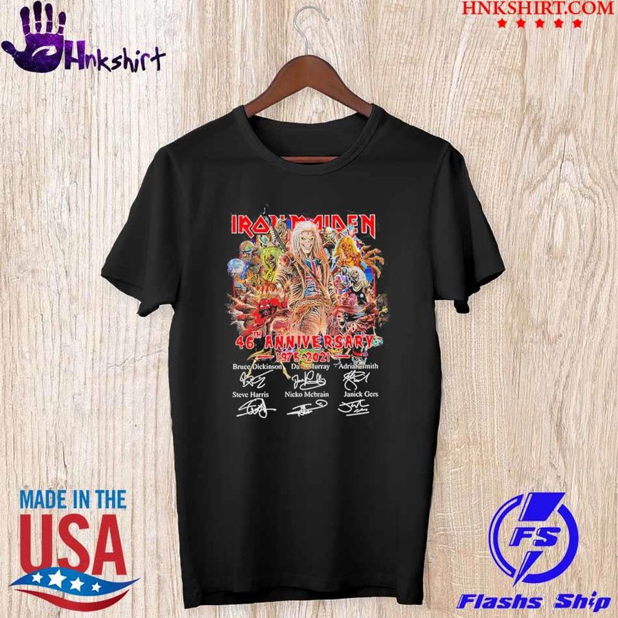 Iron Maiden 46th anniversary 1975 2021 signatures shirt