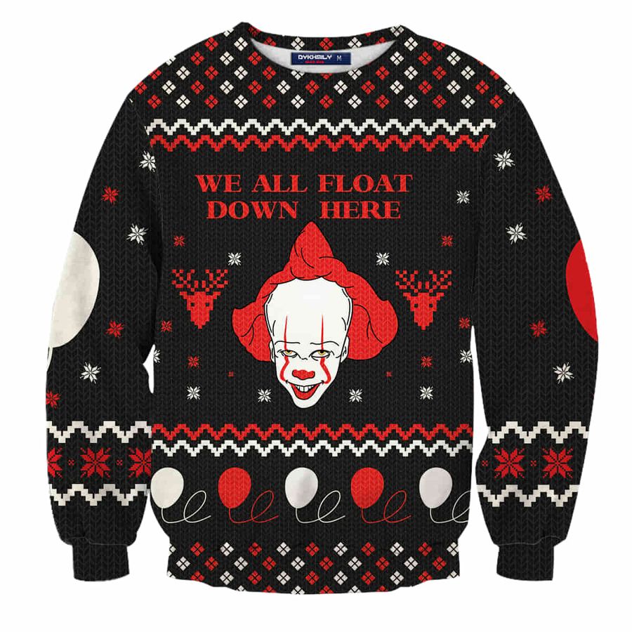 It Movie Pennywise Ugly Sweater We All Float Wool Knitted Ugly Sweater