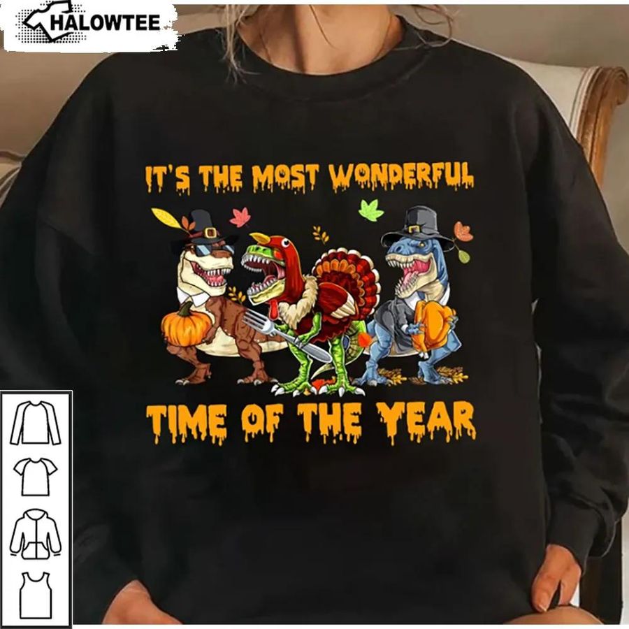 It'S The Most Wonderful Time Of The Year Shirt Dinosaur Halloween Pumpkin