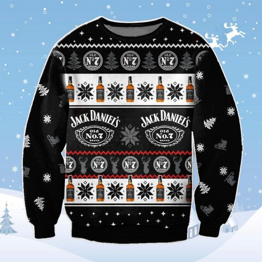 Jack Daniels Acohol Wool Knitted Christmas Ugly Sweater