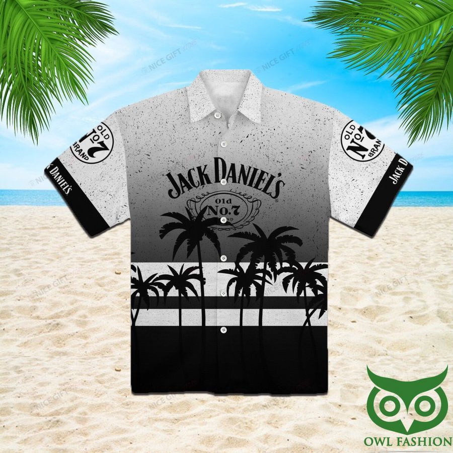 Jack Daniel's Palm Tree White and Black Hawaiian Shirt