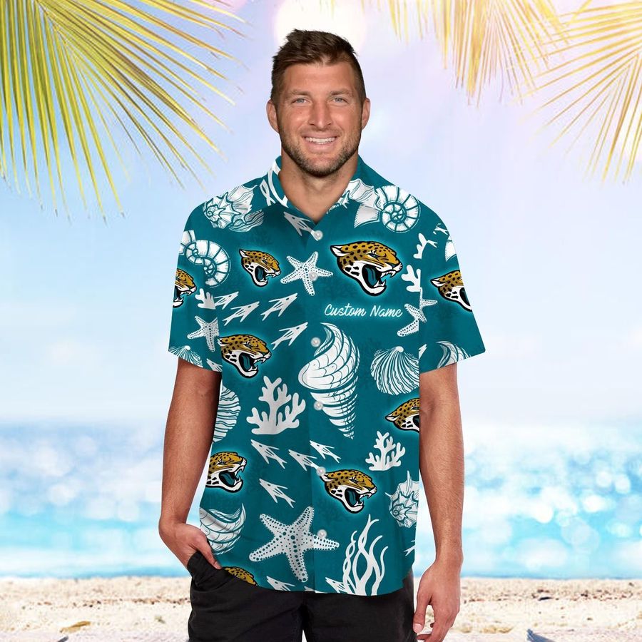 Jacksonville Jaguars Custom Name Men Women Short Sleeve Button Up Tropical Aloha Hawaiian Shirts For Men Women