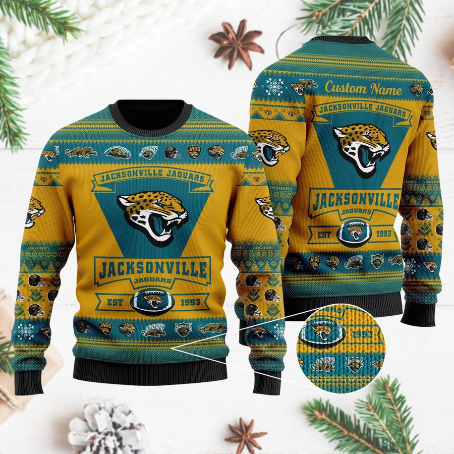 Jacksonville Jaguars Football Team Logo Personalized Ugly Christmas Sweater Ugly