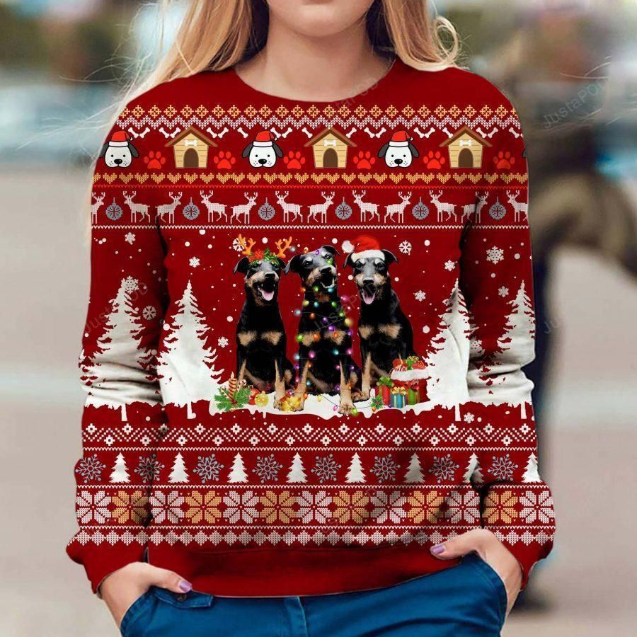Jagdterrier Xmas Trees Ugly Christmas Sweater All Over Print Sweatshirt