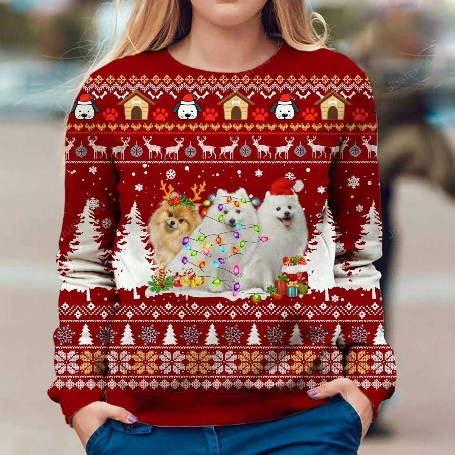 Japanese Spitz Ugly Christmas Sweater, All Over Print Sweatshirt, Ugly Sweater, Christmas Sweaters, Hoodie, Sweater