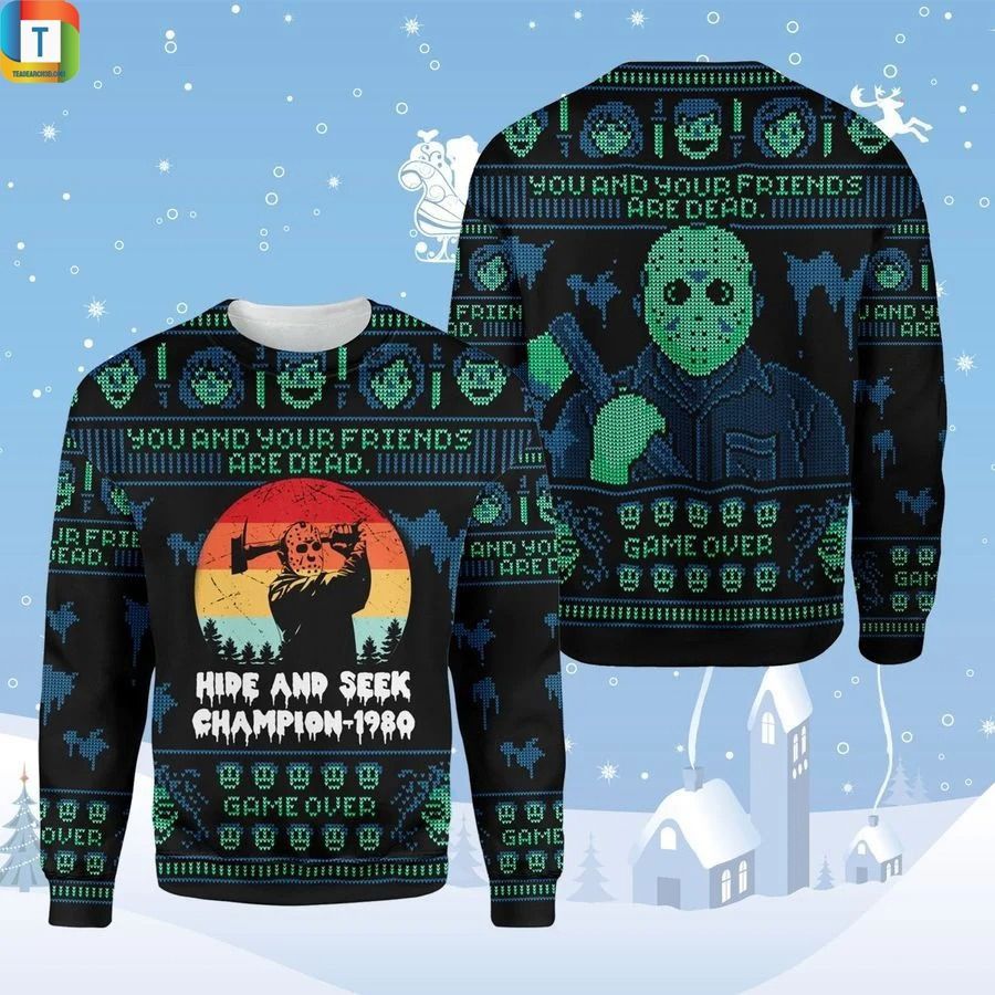 Jason voorhees hide and seek champion 1980 ugly sweater Ugly
