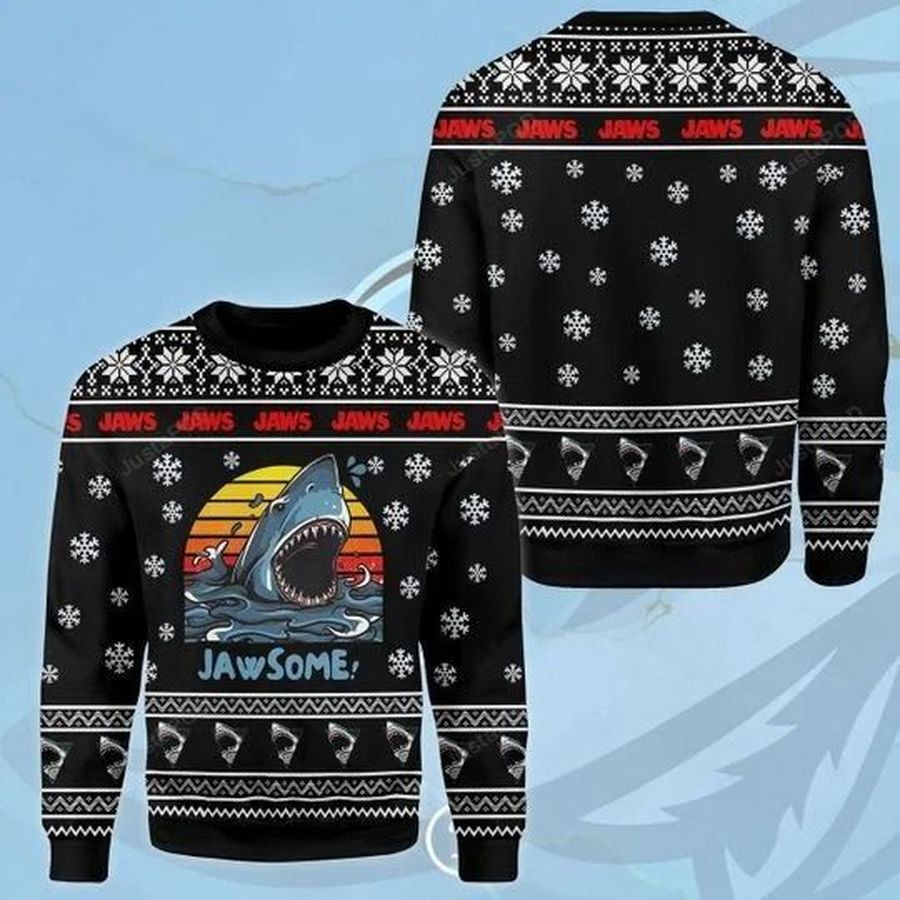 Jawsome Shark For Shark Lovers Ugly Christmas Sweater All Over