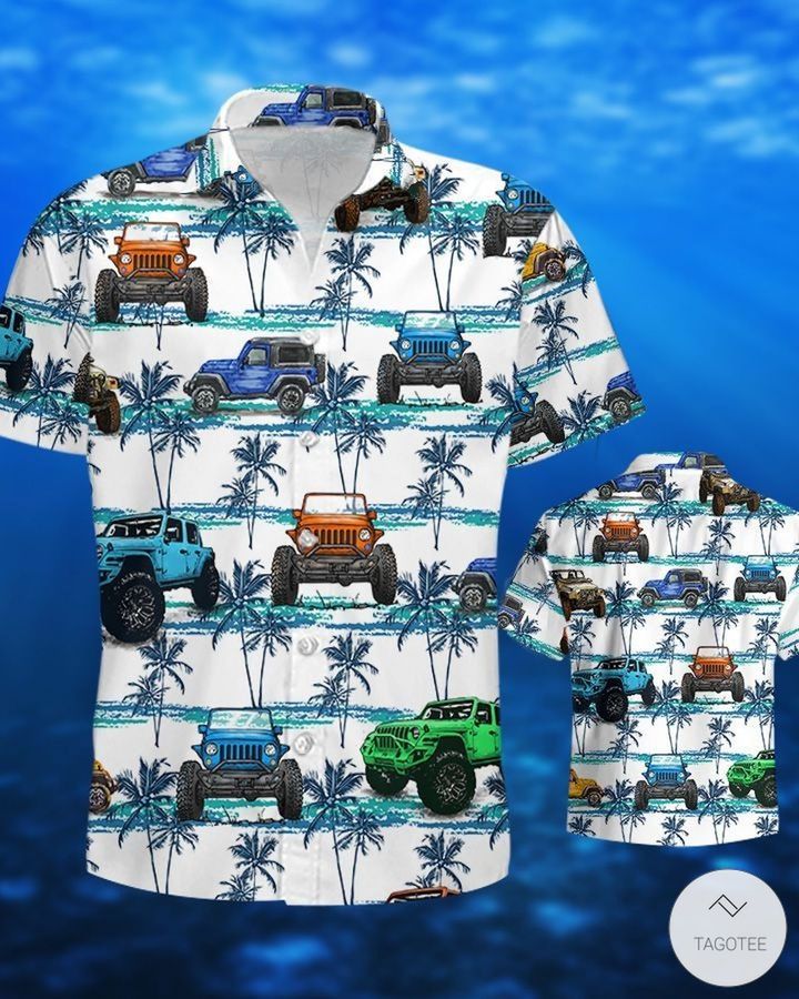 Jeep Palm Tree Pattern Hawaiian Shirt