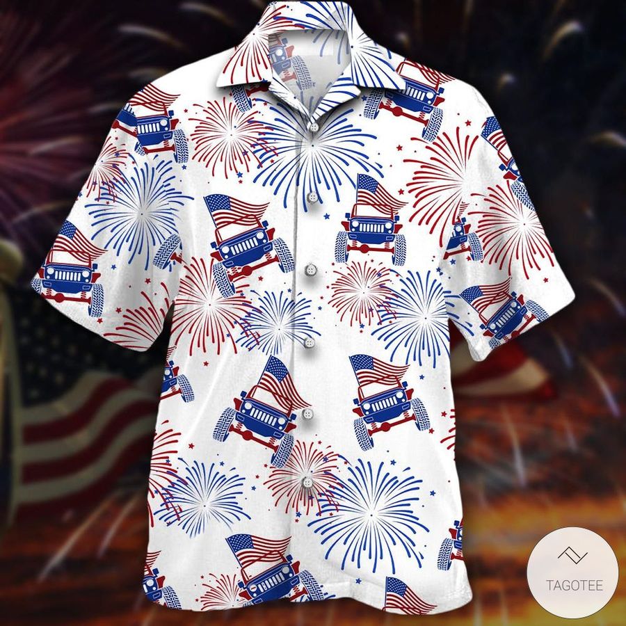 Jeeps Fireworks Independence Day Hawaiian Shirt