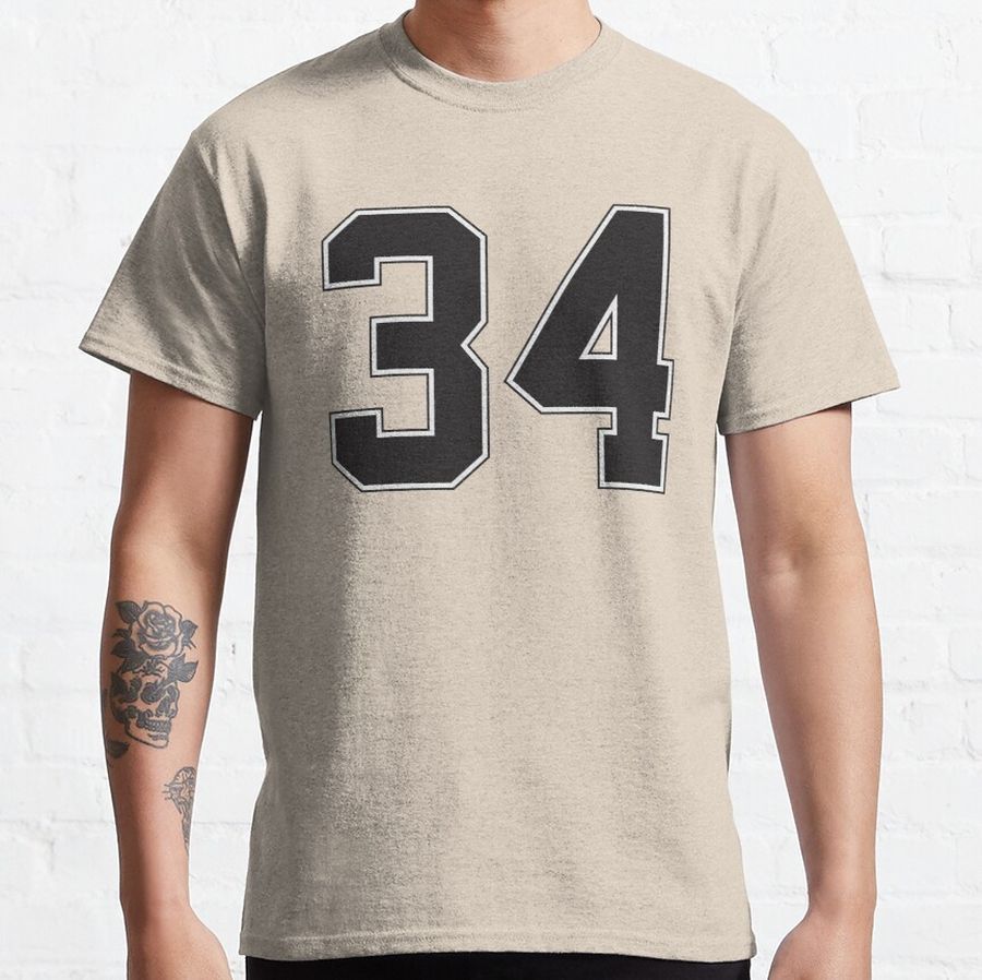Jersey Number 34 Black with line stroke Classic T-Shirt