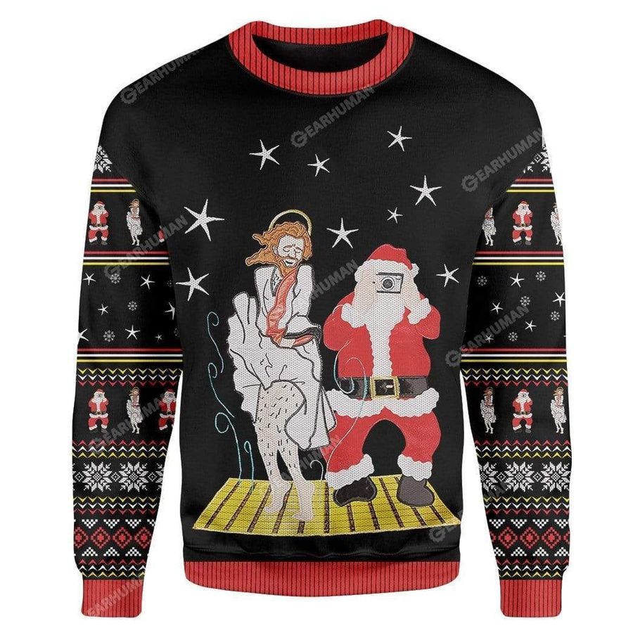 Jesus And Santa Ugly Christmas Sweater, All Over Print Sweatshirt, Ugly Sweater, Christmas Sweaters, Hoodie, Sweater