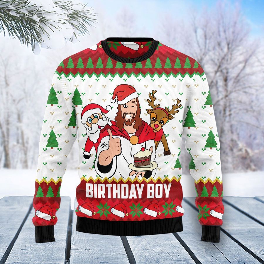 Jesus Birthday Boy Ugly Christmas Sweater All Over Print Sweatshirt