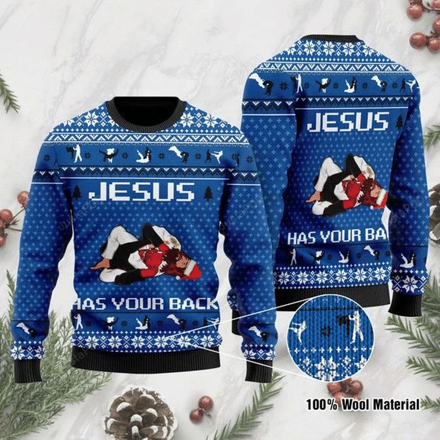 Jesus Has Your Back Ugly Christmas Sweater All Over Print