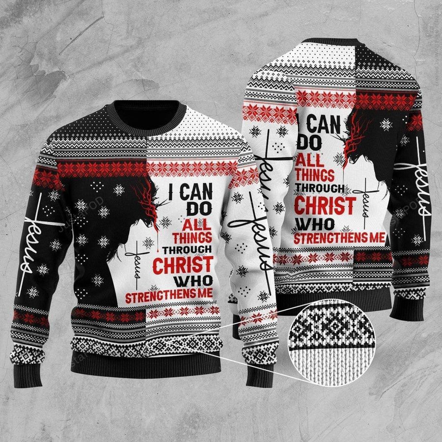 Jesus I Can Do All Things Ugly Christmas Sweater All